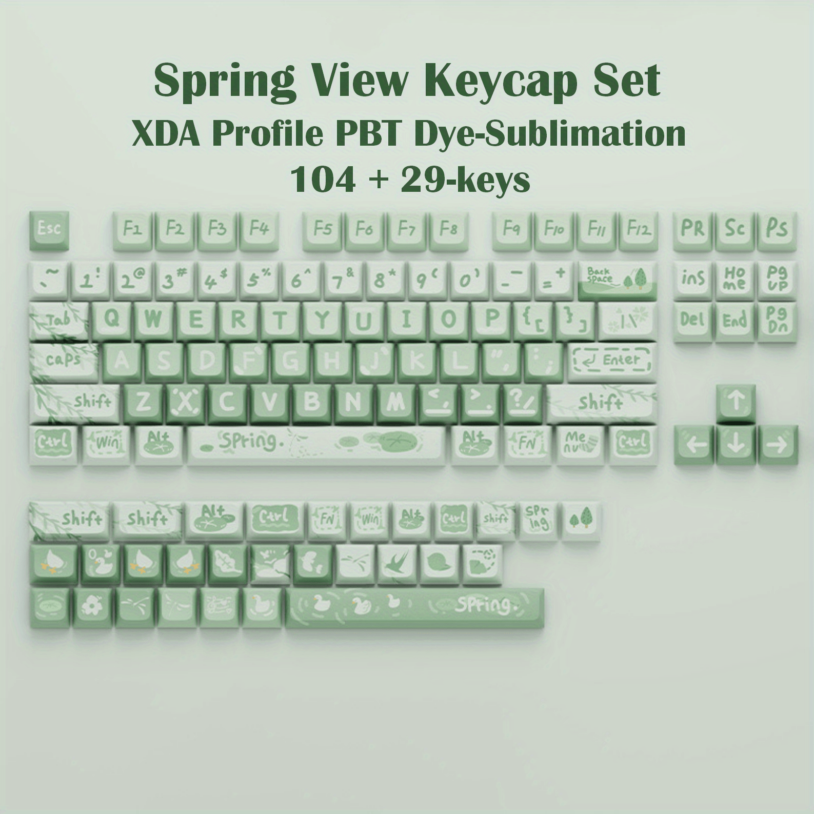 133 Key Pbt Keycaps Xda Profile Height Dye sub Spring View - Temu