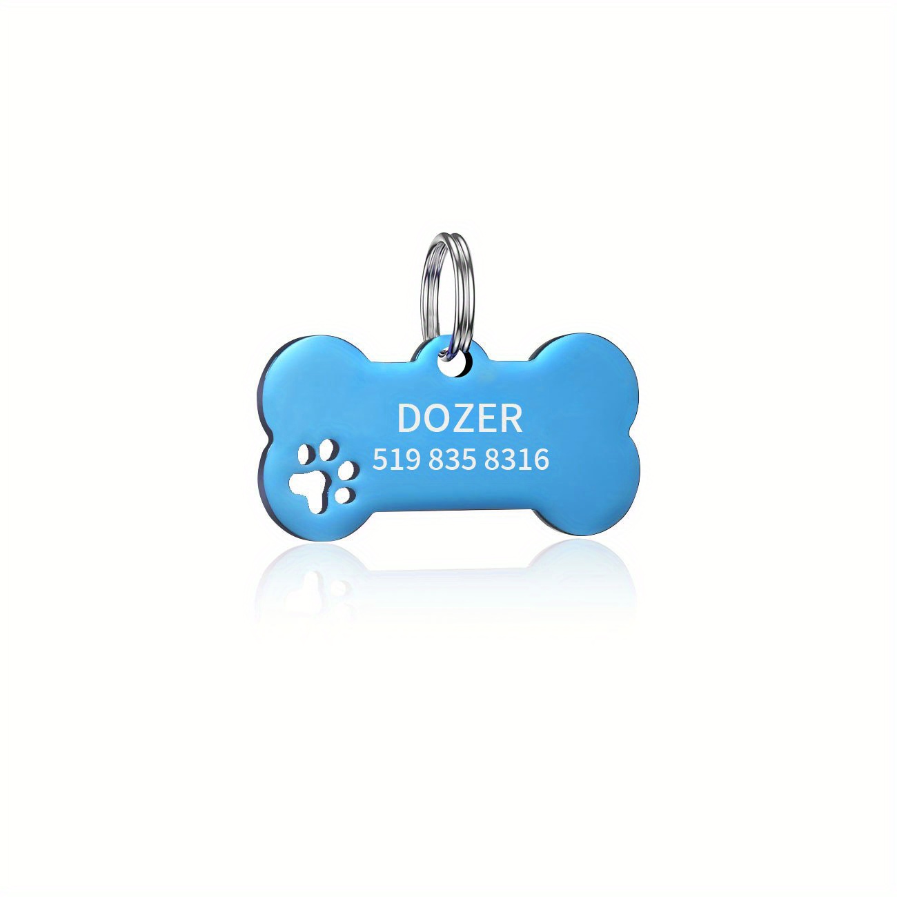 TEMU Custom Engraved Id Tag - 6 Color Options With Paw , Durable Name & Phone Number Tag For Collars, Personalized Pet Accessories, Dog Tags
