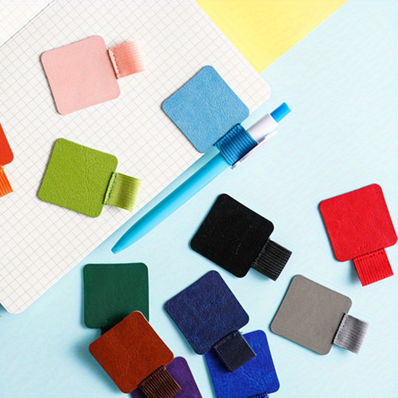 8pcs/5pcs Notebook Pu Leather Self-adhesive Pen Holder, Creative Simple Strap Book Elastic Band