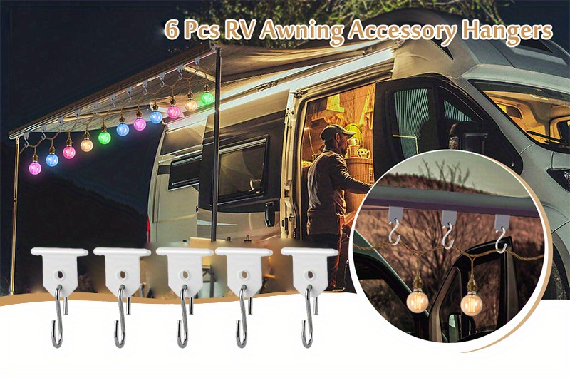 10Pcs Fabric Camper Party Light Holders for RV Trailer Awning Tabs and Hooks