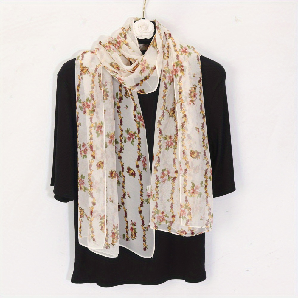 Vintage Floral Pattern Yarn Scarf Lightweight Breathable Shawl
