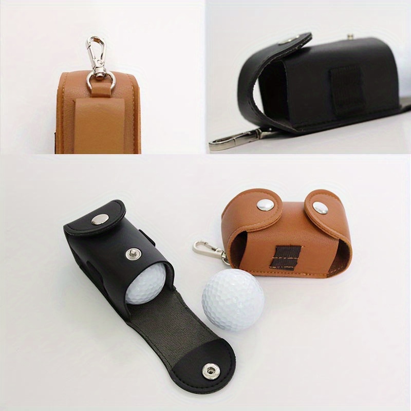 1pc portable mini pu leather golf storage bag waist hanging golf protection bag details 4