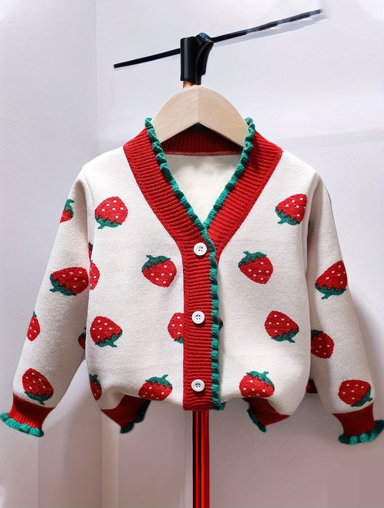 Cute Polka Dot Jacquard Crew Neck Sweater Cardigan