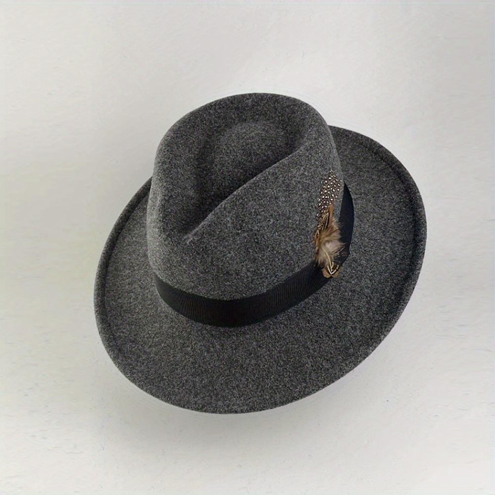 Fedora Hats For Men Women Dress Hats With Bow Band And Feathers