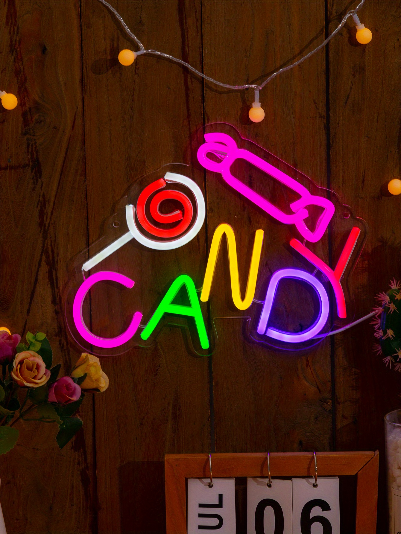 Candy Shaped Led Neon Sign Home Creative Letter Neon Light - Temu