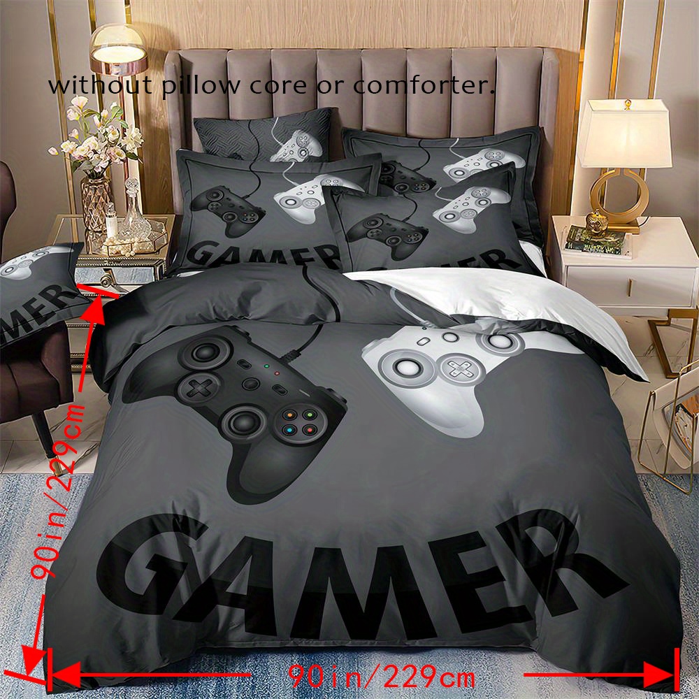 TEMU Black Game Controller Quilt Cover Set
