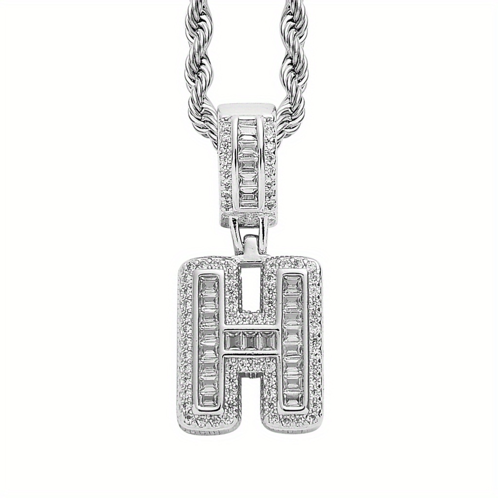 Personalized Alphabet Initial Necklace, Handmade Cubic Zirconia Cube Beads  Letter AZ Charms Choker Dainty Pendant Hip Hop Jewelry Gift for Men, Women