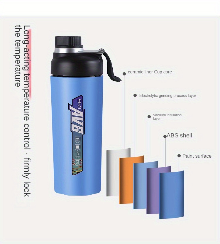 Portable coffee mug 500ml Water bottle Ceramic liner Heat
