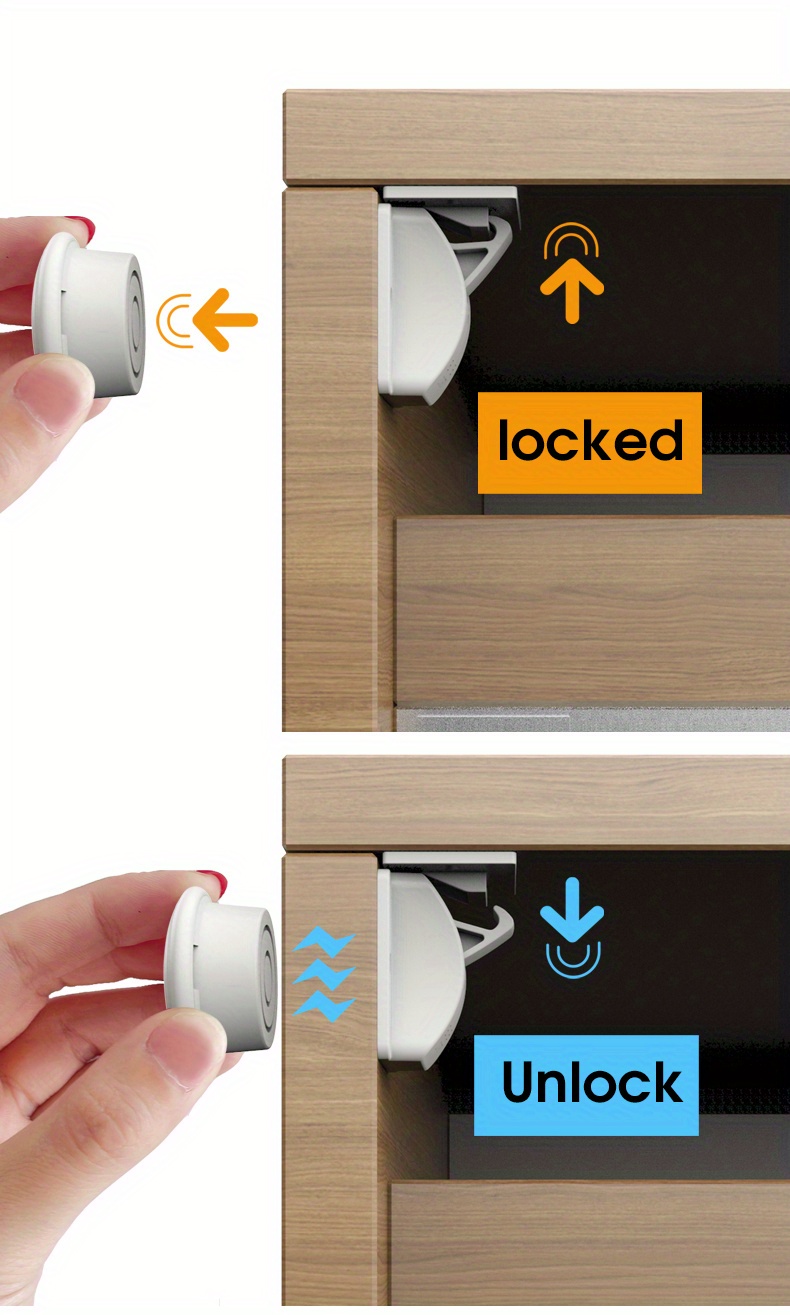  IMPRESA (3 Pack) Magnetic Safety Lock Key for Childproof Cabinet  Locks - Includes 3 Adhesive Magnetic Key Holders White : Baby