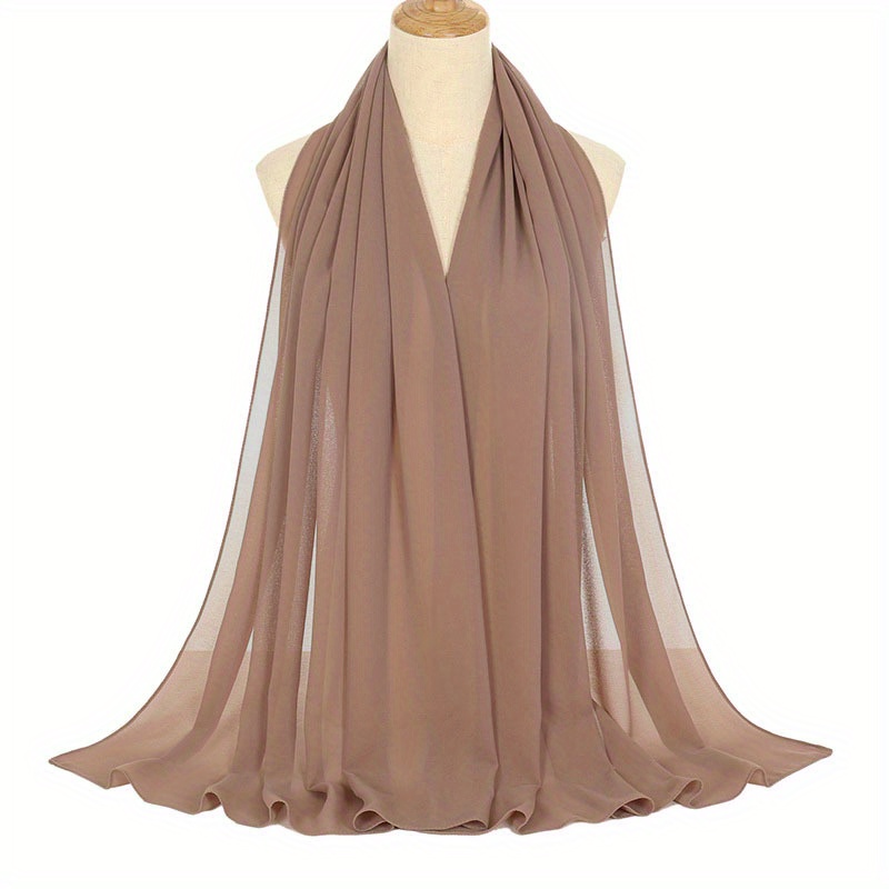 Solid Hijab Breathable Full Cover Shawl Turban Gauze Scarf