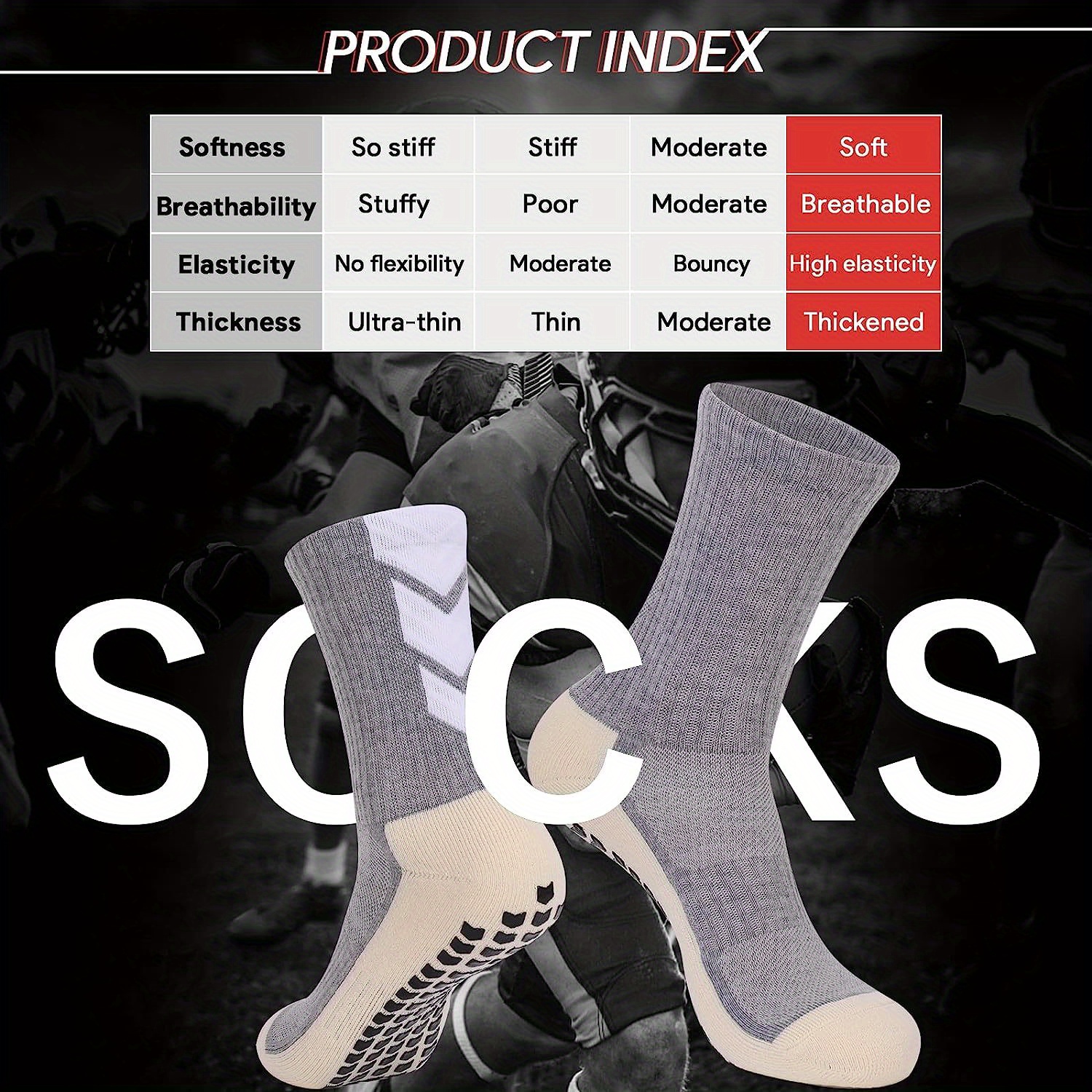 MENDENG Mens Grip Socks Soccer Non Slip Socks for Men Anti Slip Hospital  Socks Grippers Non Skid Training Athletic Socks