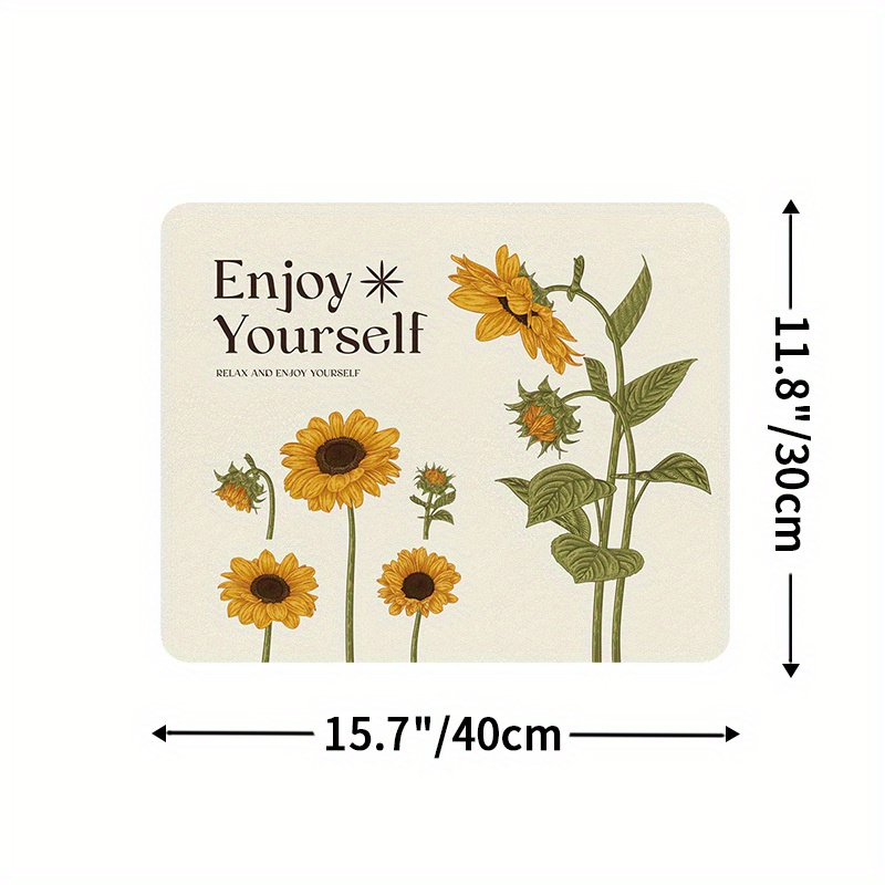 Dexi Dish Drying Mat For Kitchen Counter Floral Placemat, Non-slip