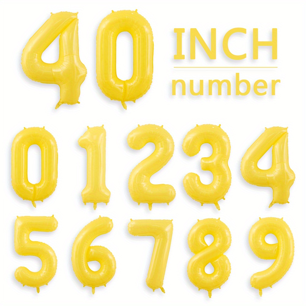 Yellow Number Balloon Large Mylar Foil Helium Balloons For Temu