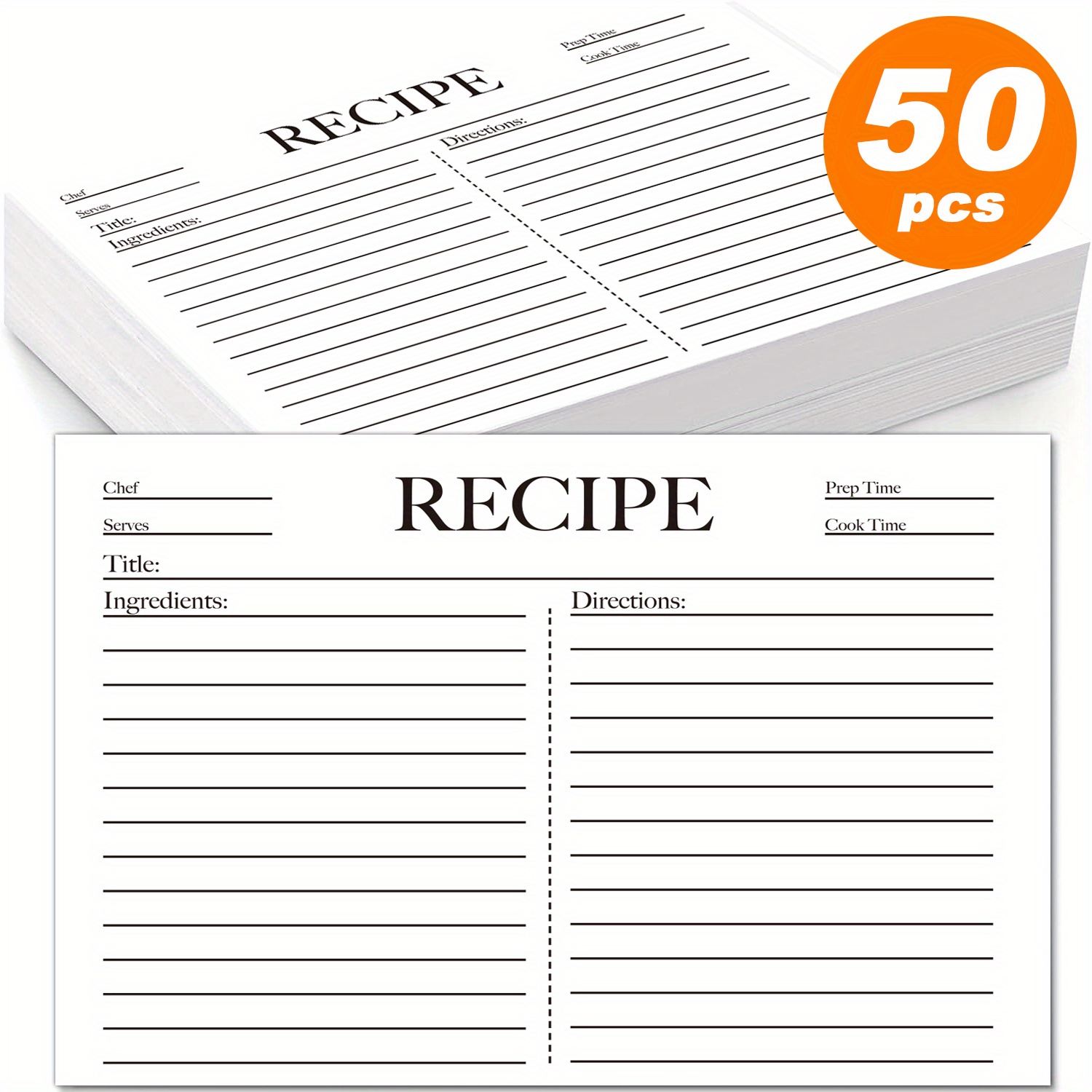 25pcs Kitchens Recipe Card Double Sided Blank Cards DIY Recipe Book 10*14cm