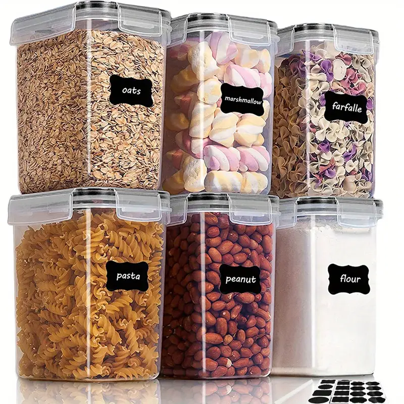 Airtight Food Storage Containers Set With Lids, Bpa Free Plastic Dry Food  Canisters For Kitchen Pantry Organization And Storage With Labels And  Marker, Dishwasher Safe, Kitchen Accessories - Temu