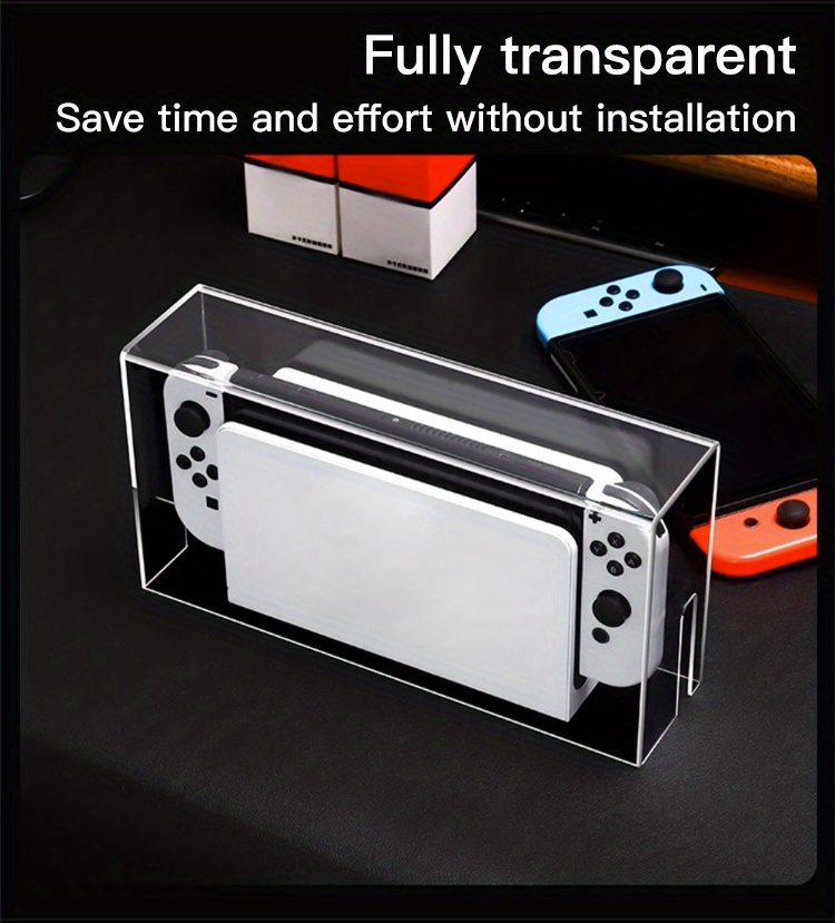 acrylic transparent game console base protective case dust cover for nintendo switch switch oled details 3