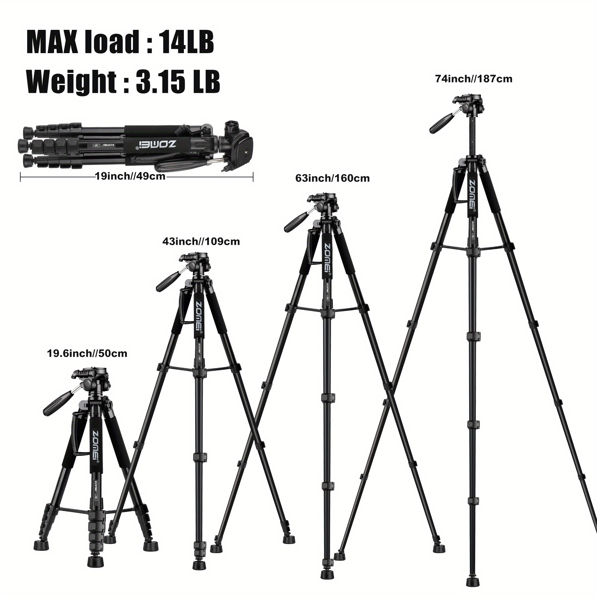 Zomei Q188 Camera Tripod Lightweight Dslr Tripod Temu United Kingdom