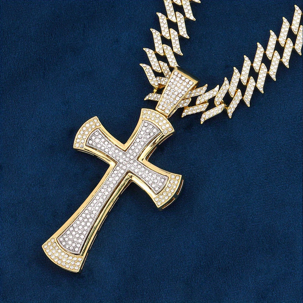 Iced out gold on sale cross pendant