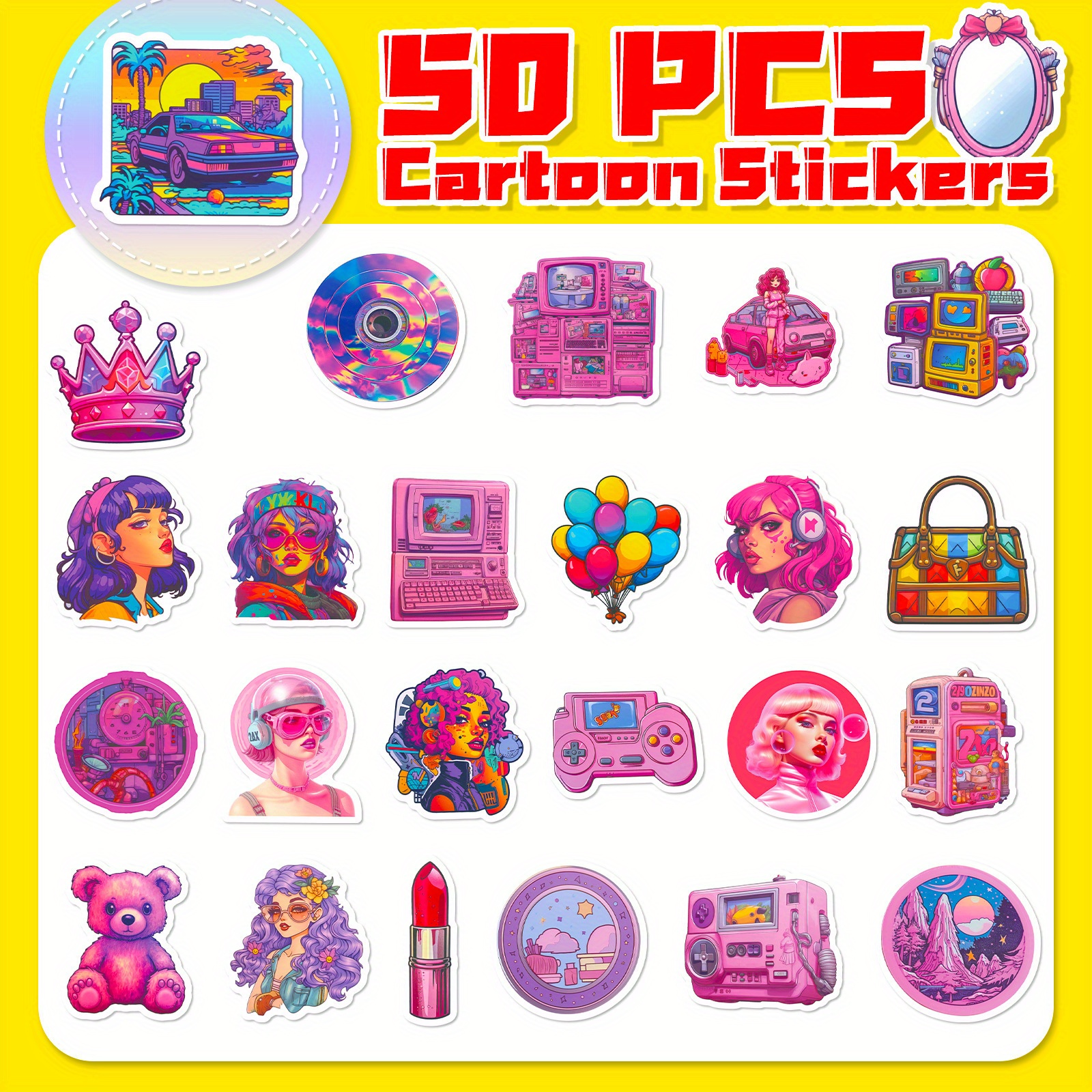  52PCS Y2k Aesthetic Stickers, Cyber 2000s Fashion
