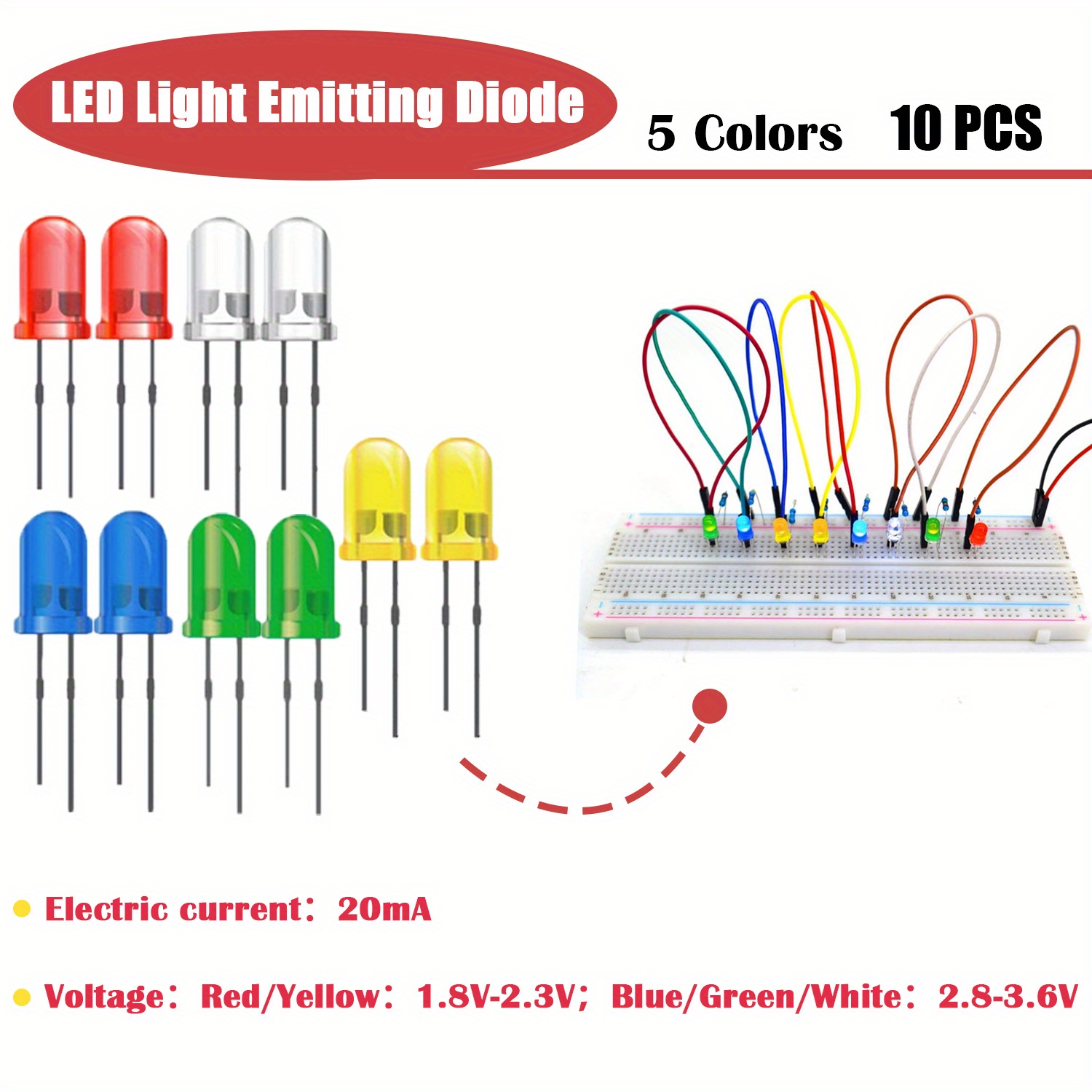 79pcs Breadboard Kit With Power Supply Module,LED Light Diodes, Jumper  Wires,Battery Clip,830 & 400 Tie-Points Breadboard