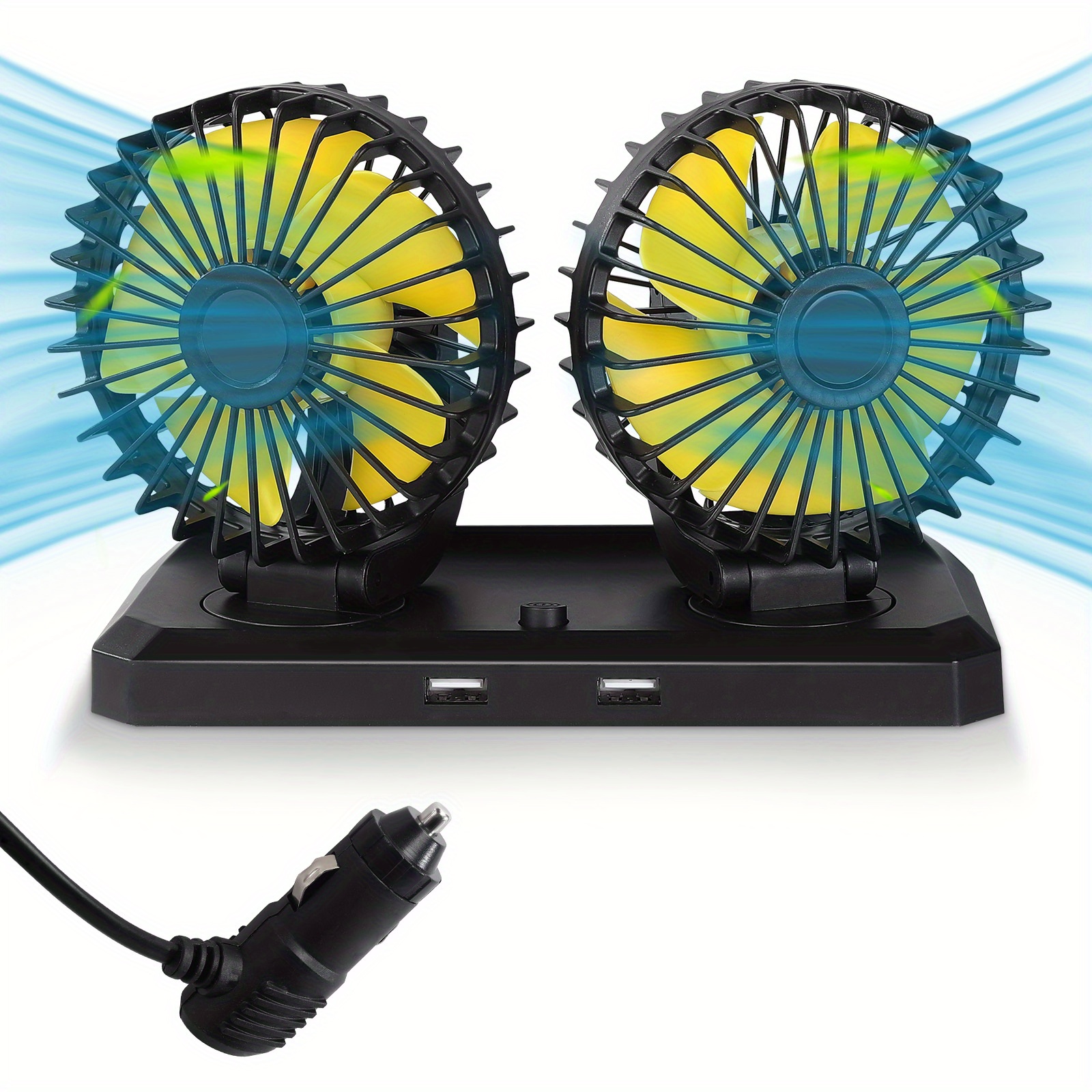 Car Fan Double Head Shaking Head Small Electric Fan Usb Temu