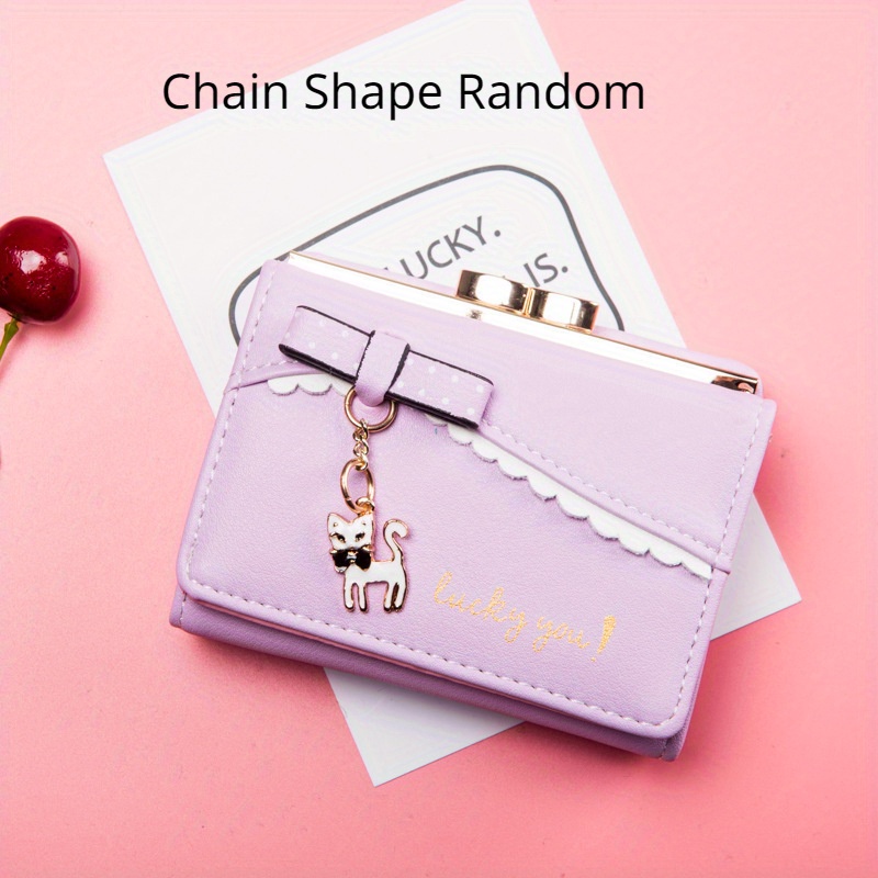 Fashion Pouch Cute Cartoons Small Short Wallets Card Holder Coin Purse  Money Bag PURPLE 