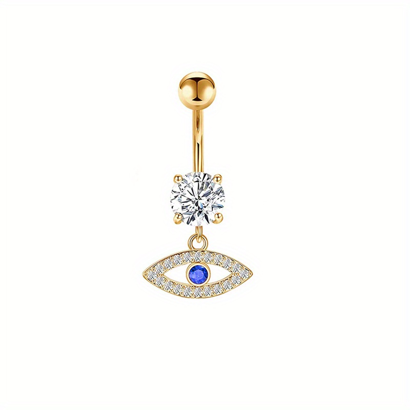 8pc Golden Love Heart Devil's Eye Belly Button Ring Set