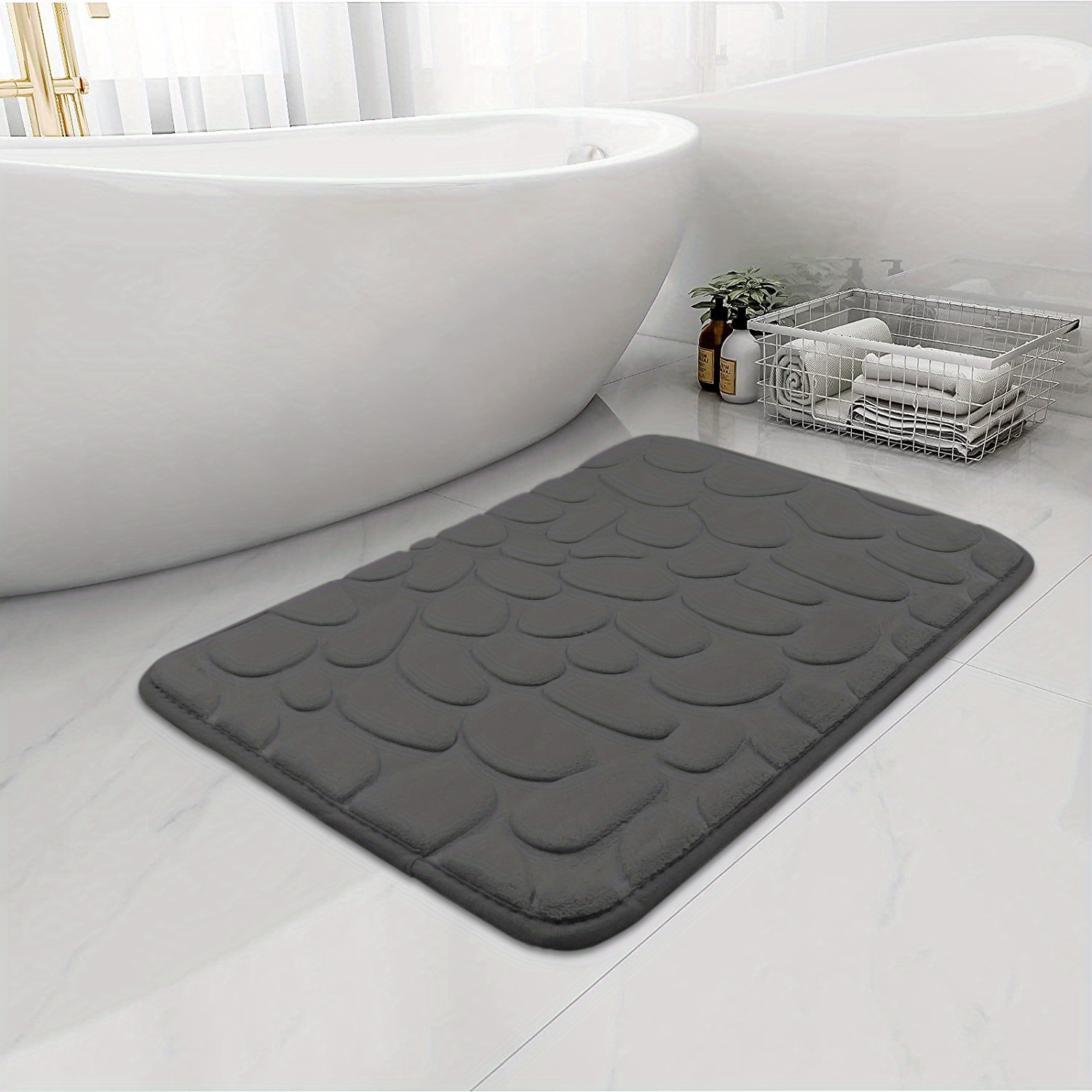 Cobblestone Pattern Bath Rug Soft Non slip Quick Dry Bath - Temu