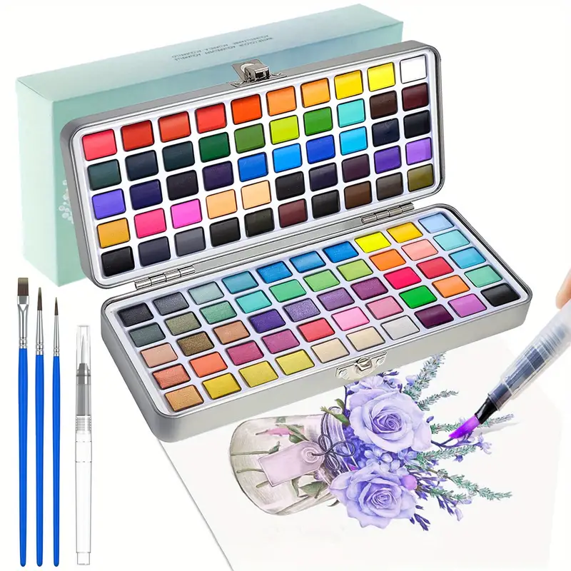 Watercolor Paint Set, Watercolor Paints, 100 Colors, Painting Set With  Water Brush Pens And Drawing Pencil, Great For students And Adults, Art  Supplie