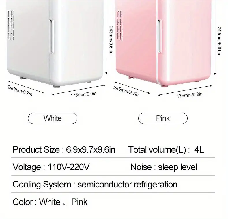 mini portable fridge 4 liter 6 can cooler and warmer personal refrigerator for skin care cosmetics beverage suitability for office bedroom car outdoor camping details 2