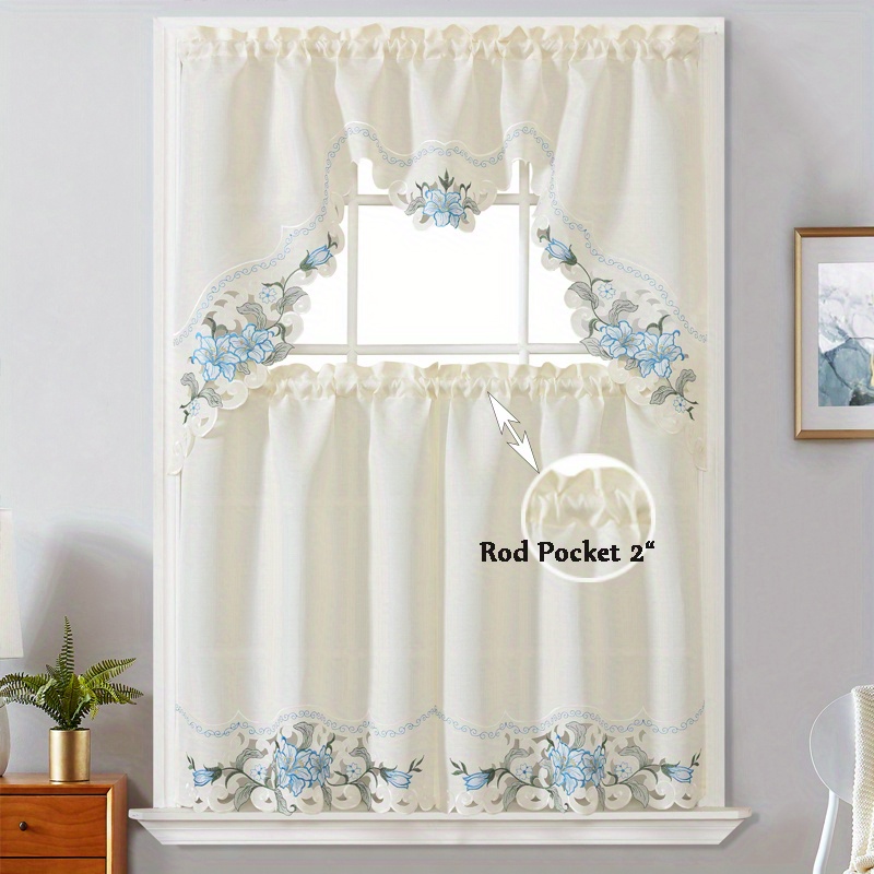 3 piece polyester   embroidered window curtains   home decoration in bedroom living room   details 6