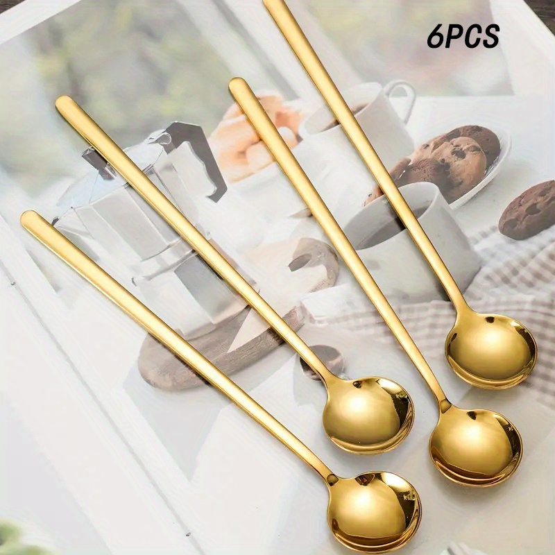 6Pcs Soup Spoons Stainless Steel Bouillon Spoon Long Handle Kitchen  Accessories 