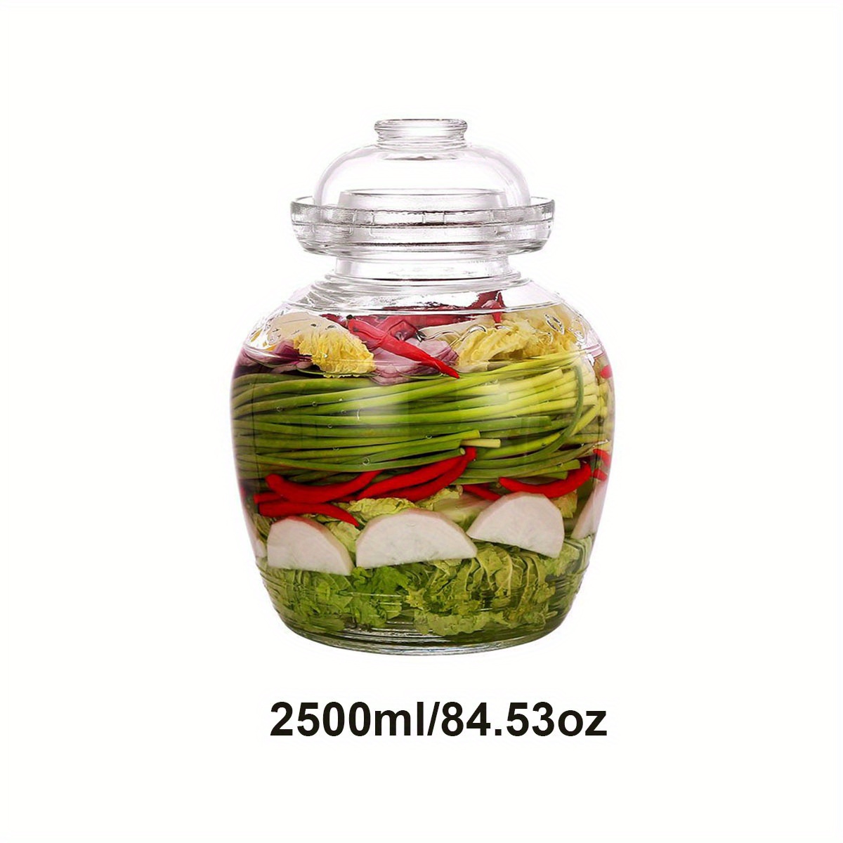 1pc 2500ml 84 53oz glass jar with lid fermentation jar traditional fermenting kit crock with water seal airlock lid pickle jar for pickles paocai sauerkraut wine brewing and kombucha