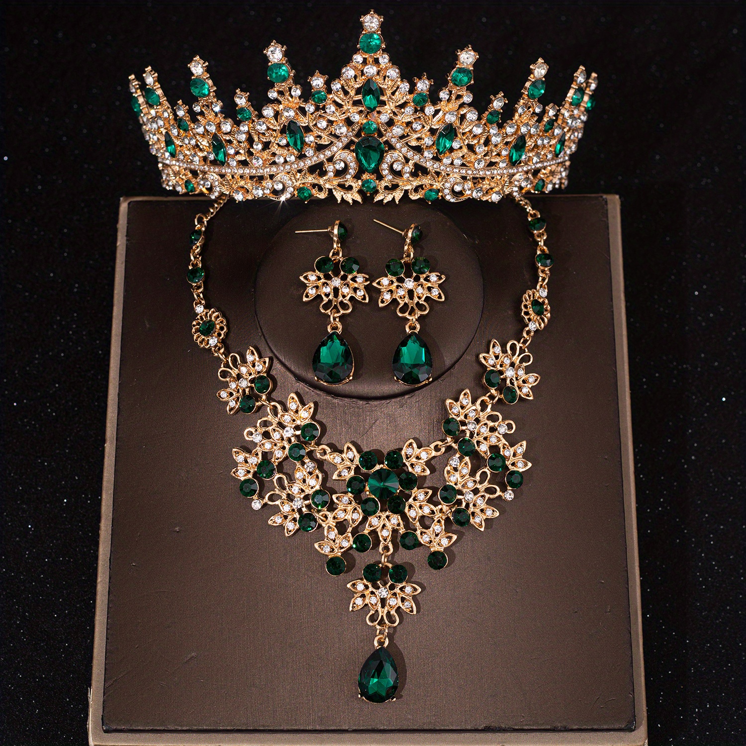 Bridal Crown Wedding Diadem Tiara Necklace Earrings Wedding Dress  Accessories - Temu Italy