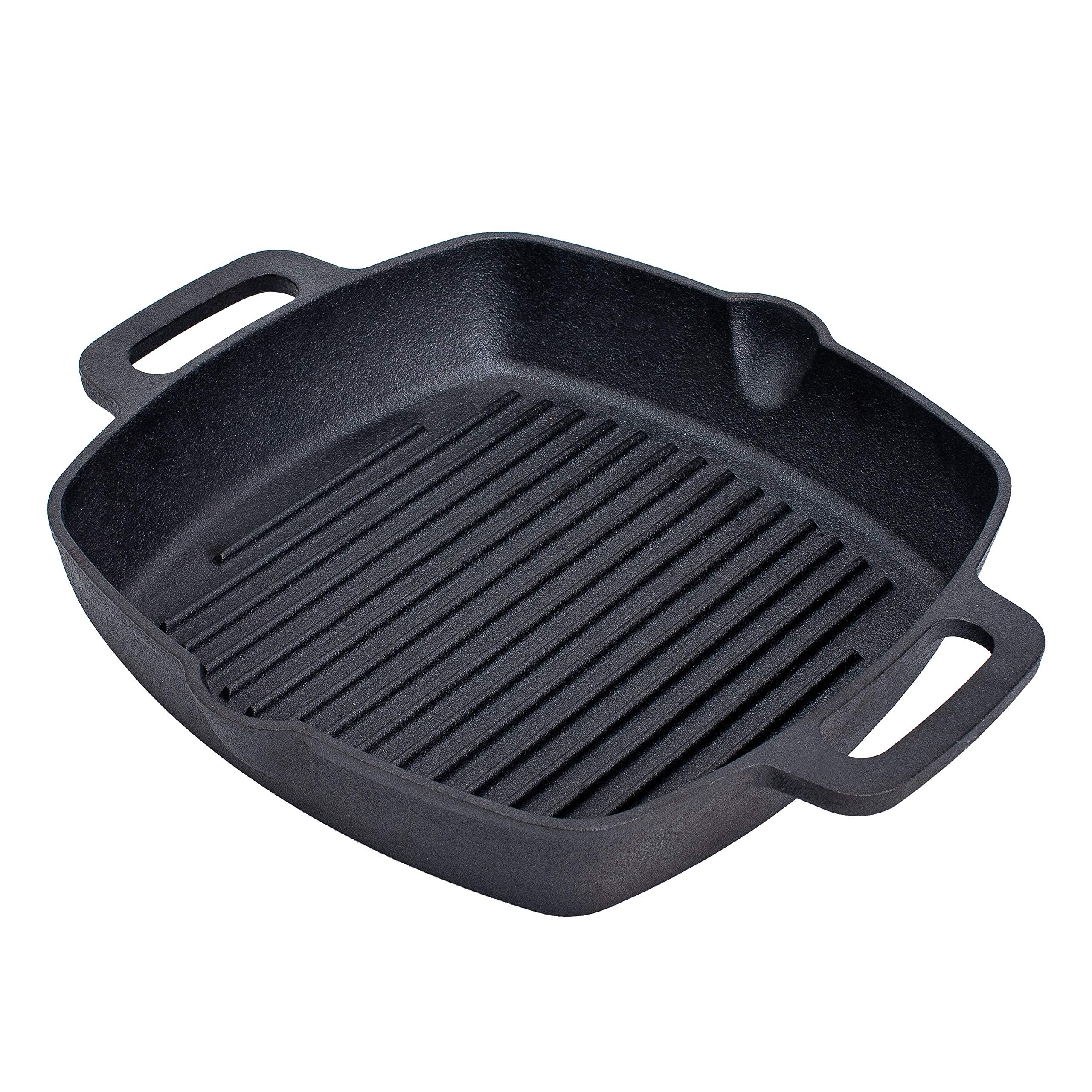 UPAN Cast Iron Sausage Pan - Pre Seasoned Square Grill for Kitchen