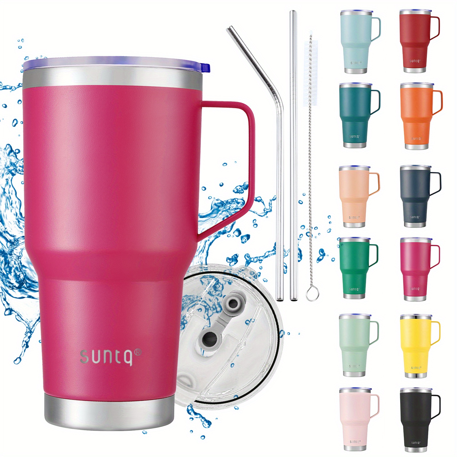 Tumbler With Handle And Straw Lid Double Wall Vacuum Sealed - Temu