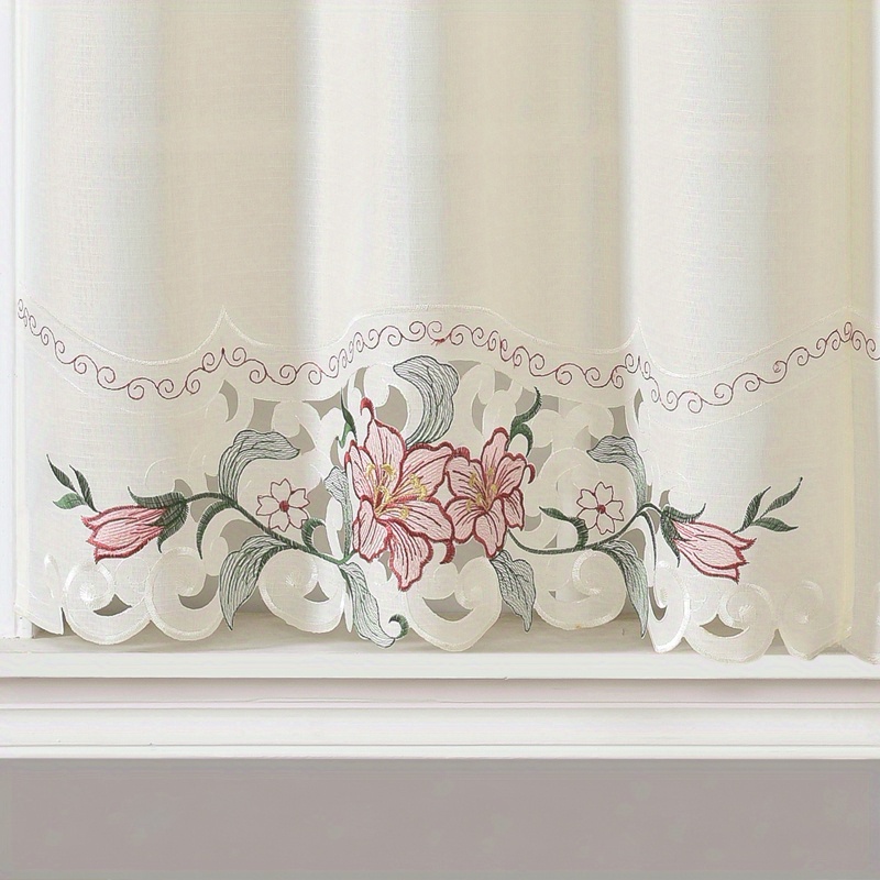 3 piece polyester   embroidered window curtains   home decoration in bedroom living room   details 3