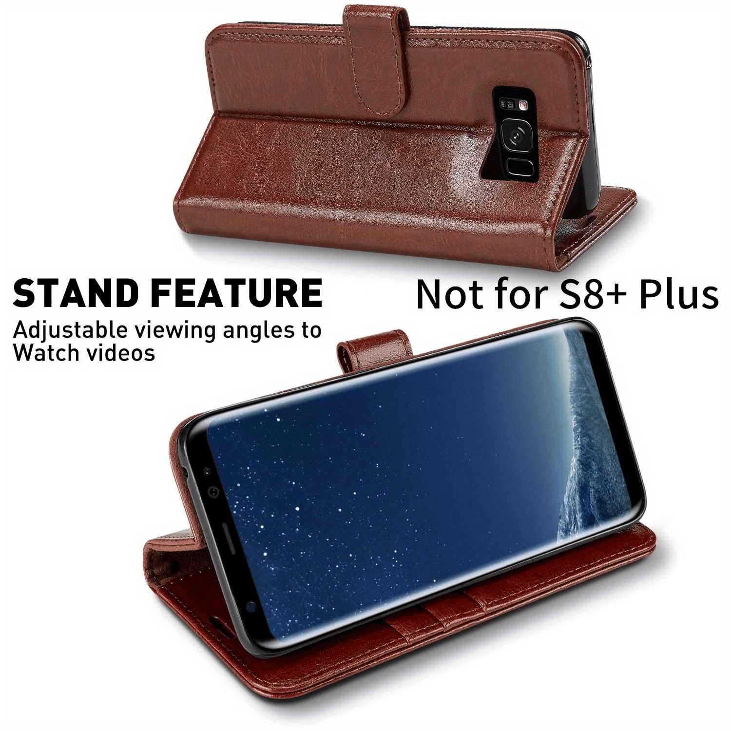 Brown Leather Samsung Wallet Case for S23 S22 S21 S20 S10 S9 S8