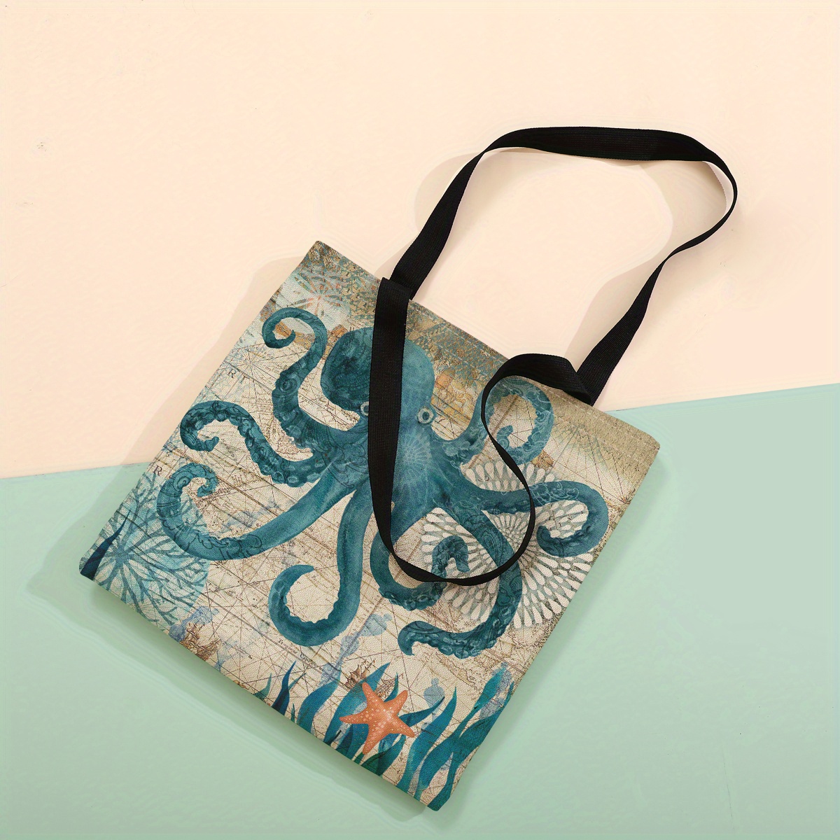 Hand Painted Tote Bag Large Canvas Beach Bag Shopping Bag With 