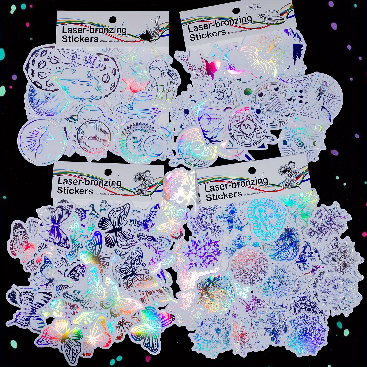 Shining Laser Pet Sticker Notebooks Journaling Supplies Temu