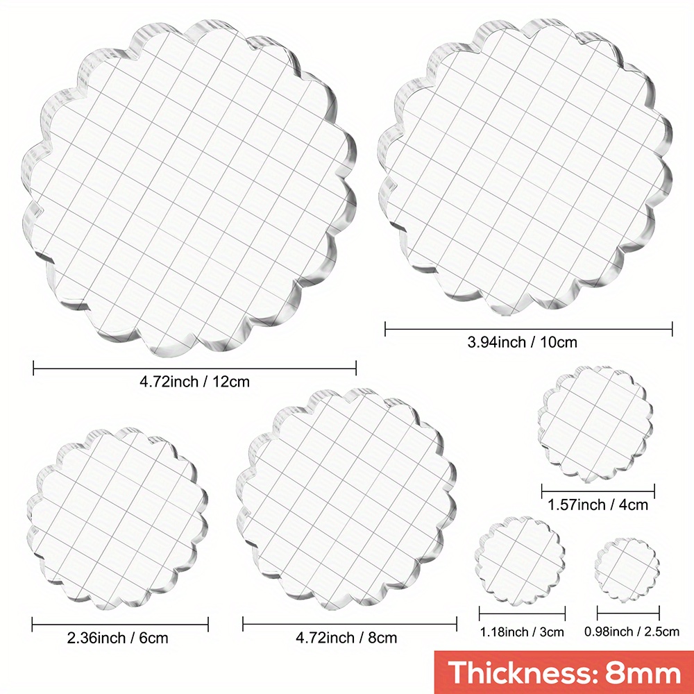 7 Pieces Acrylic Stamp Blocks, Clear Stamp Blocks Acrylic Blocks for  Stamping Tools Set with Grid Decorative 