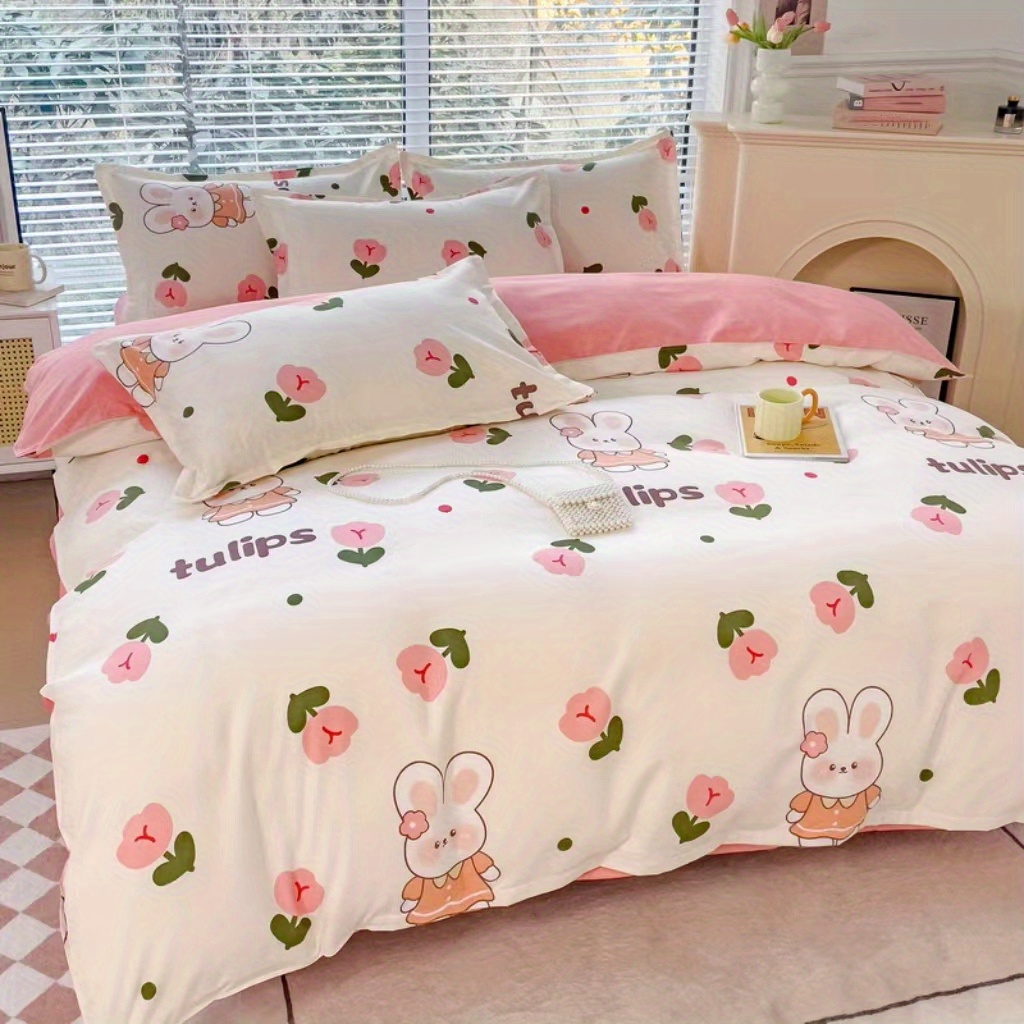 Hamster Anime Duvet Cover Set Cute Bedspread, Kawaii Dorm Bedding Sing