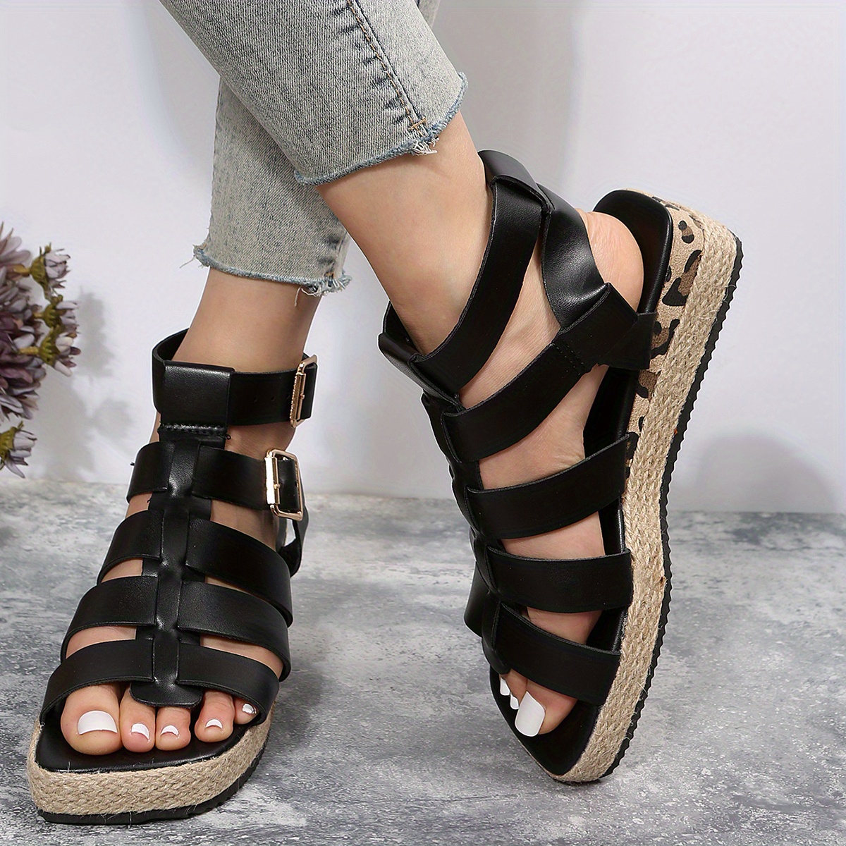 Mysoft Women's Espadrille Wedge Sandals Platform Slingback Criss Cross