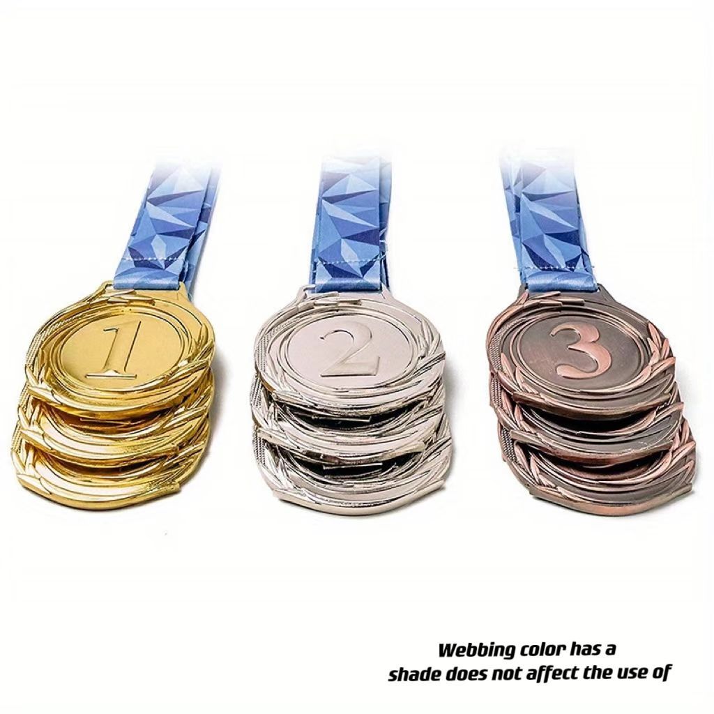 Image of Premium Metal Winner Medals With V-neck Ribbon - Perfect For Events, Sports, And Office Games