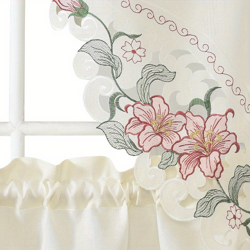 3 piece polyester   embroidered window curtains   home decoration in bedroom living room   details 4