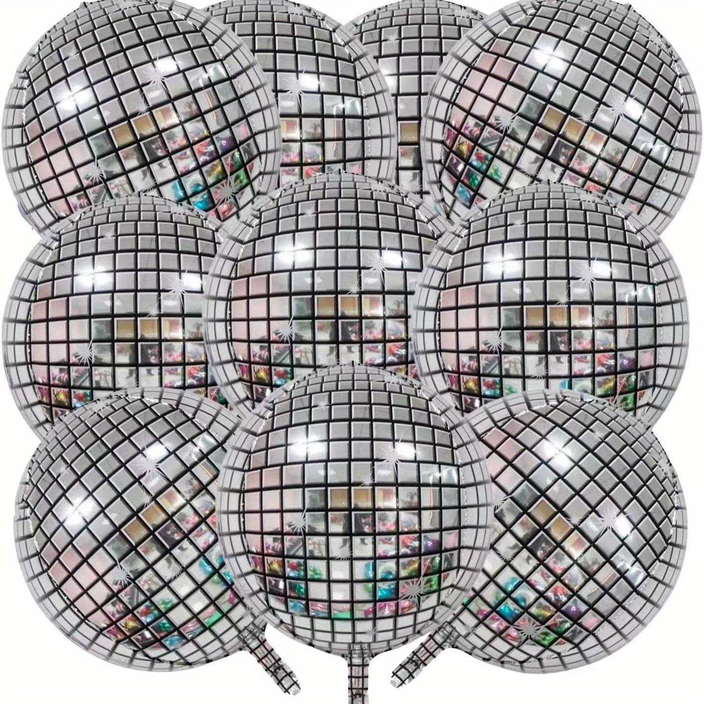 6 PCS Disco Ball Balloons Silver Disco Mylar Foil Balloons 22 Inch