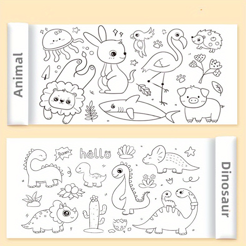 Rollo de dibujo Kawaii para niños, rollo de papel para colorear con relleno  de Color adhesivo, para pintar y dibujar, 300X30CM - AliExpress