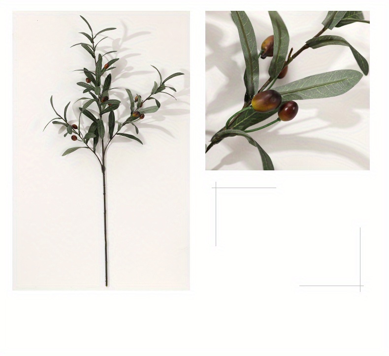 Rama de olivo artificial, juego de 2 tallos de olivo sintético para  decoración de jarrones, 30 pulgadas cada uno, ideal para el hogar (2  unidades)