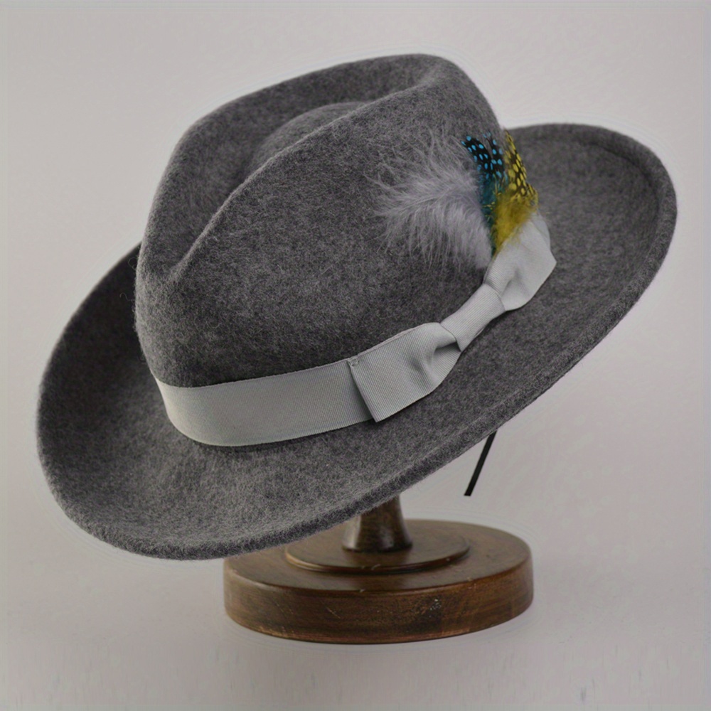 Fedora Hats For Men Women Dress Hats With Bow Band And Feathers Classic  Fashion Woolen Wide Brim Felt Hat Ideal Choice For Gifts - Jewelry &  Accessories - Temu Canada