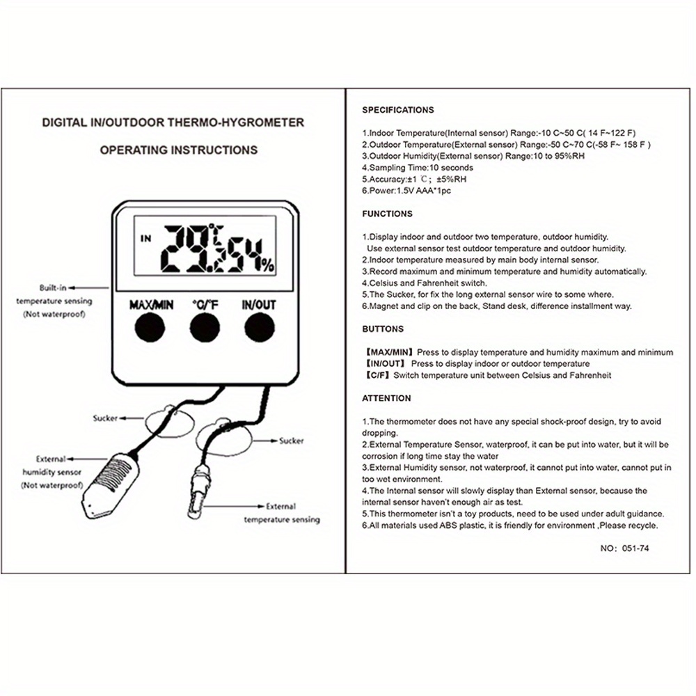 1pc Thermomètre Et Hygromètre Numérique. Affichage LCD Thermohygromètre  Extérieur Pour Incubateur Avec Sonde Pour L'éclosion Des Œufs D'animaux De  Compagnie Capteur - Temu Luxembourg